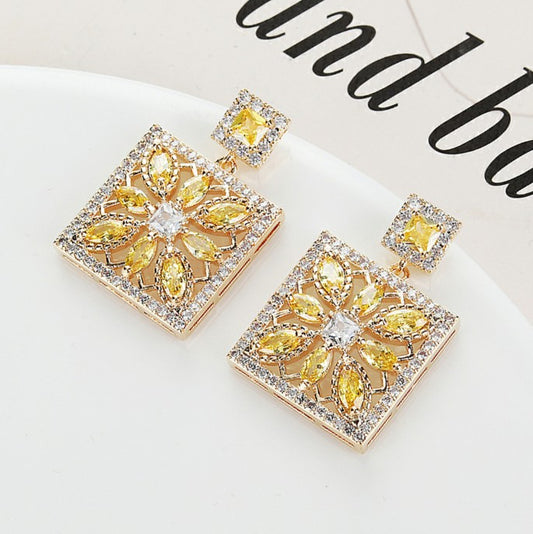 Yellow Sapphire Square Drops