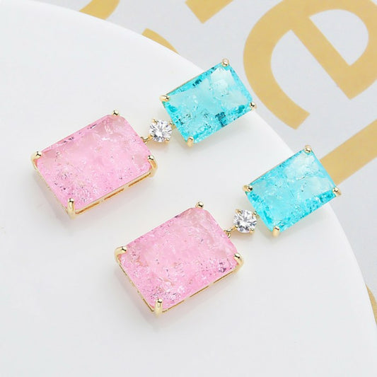 Blue Pink Crystal Earring