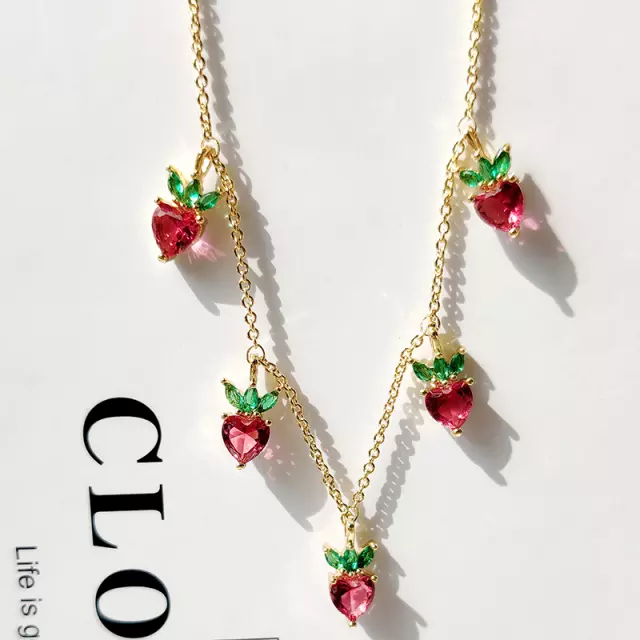 Cute Strawberry Necklace for Women and Kids