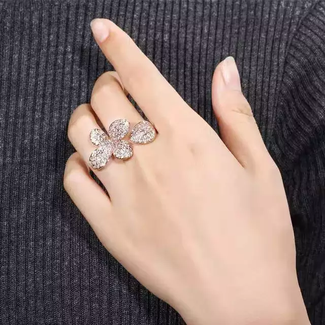 3D RoseGold Flower Ring