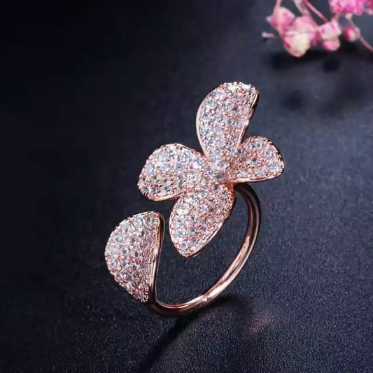 3D RoseGold Flower Ring