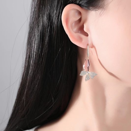 Elegant Pink Stone Butterfly Earring