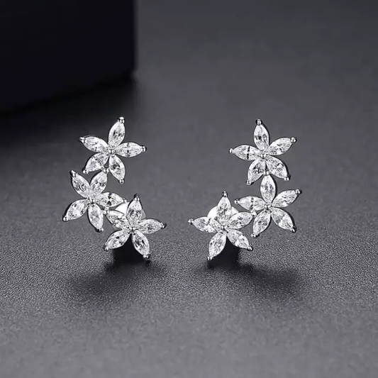 Cute White Stone Flower Earring