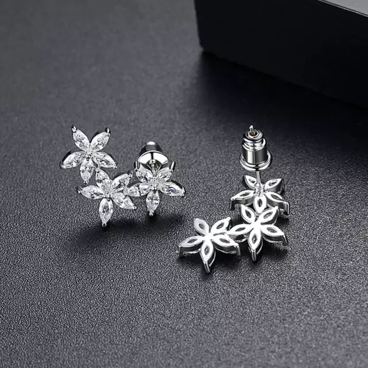 Cute White Stone Flower Earring