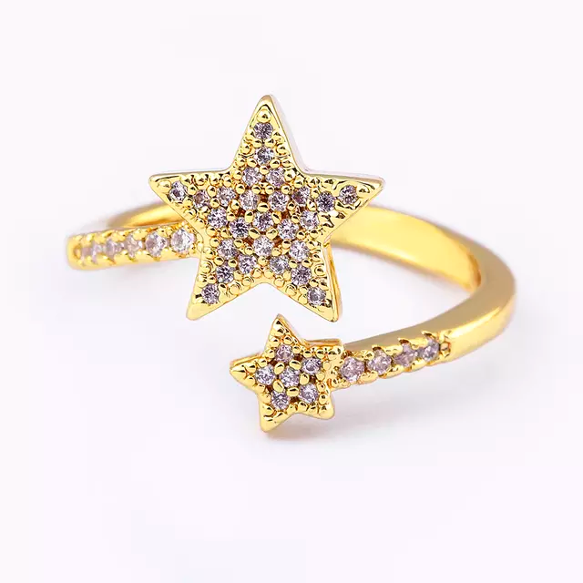 Gold Double Star Ring