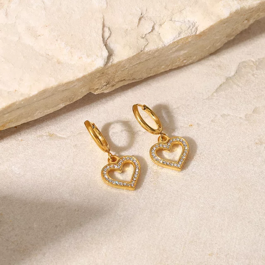 Anti Tarnish Heart Drops Earring