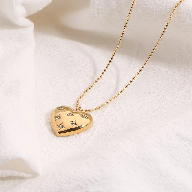 Anti Tarnish Golden Heart Pendant Chain