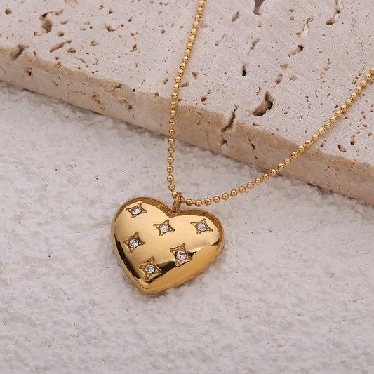 Anti Tarnish Golden Heart Pendant Chain