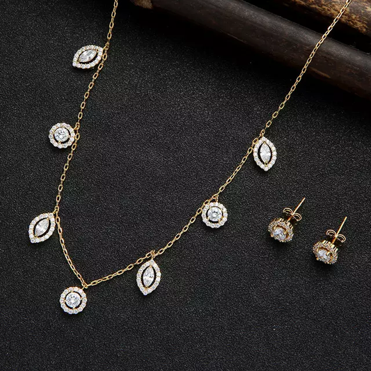 Solitaire Charms Necklace Earring Set