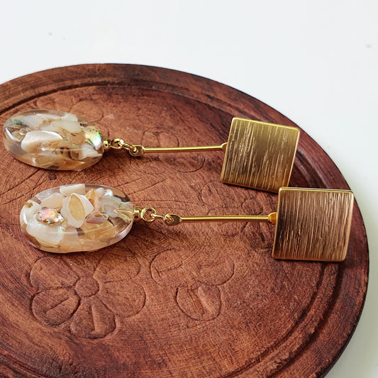 Trendy Geometric Marble Earring