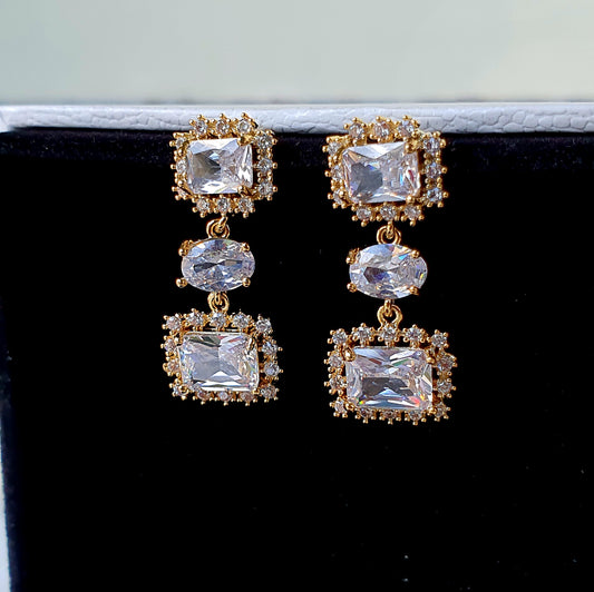 Elegant Princess Cut Drops Earring