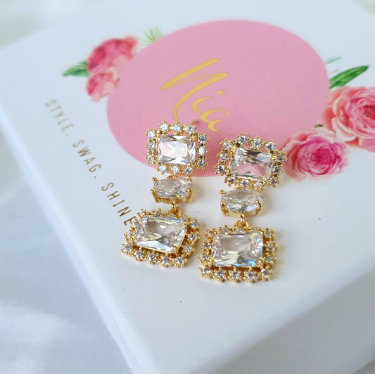 Elegant Princess Cut Drops Earring