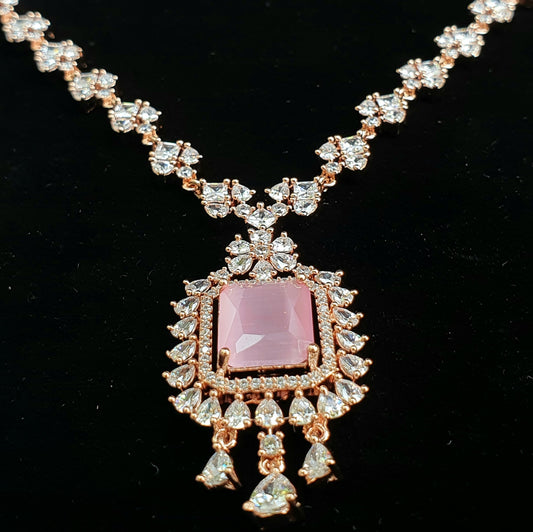 Beautiful Pink Cocktail Necklace Set