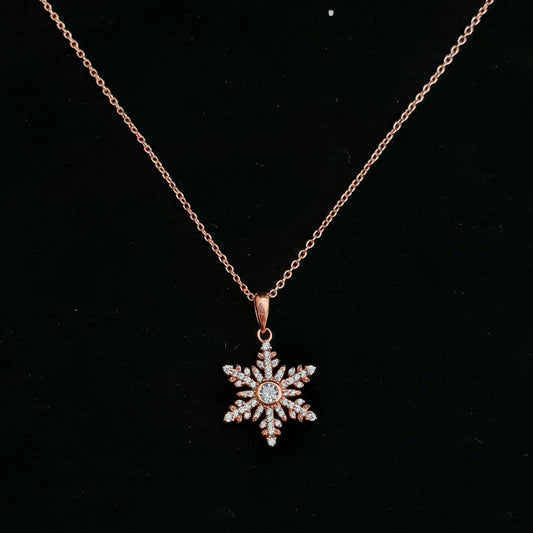 925 Silver Chain with Rosegold Snowflake Pendant