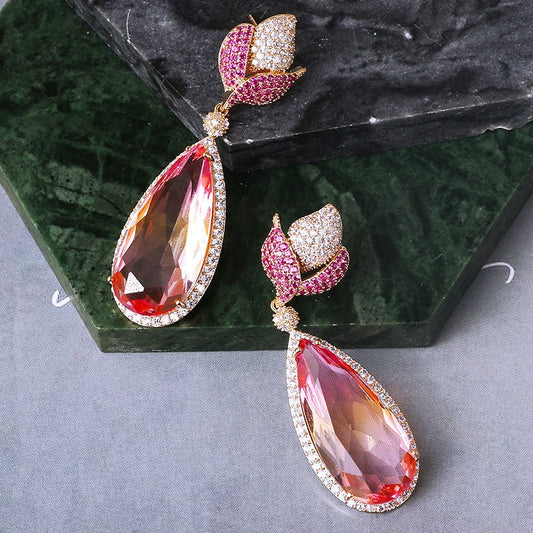 Luxury Pink Water Drop Earring