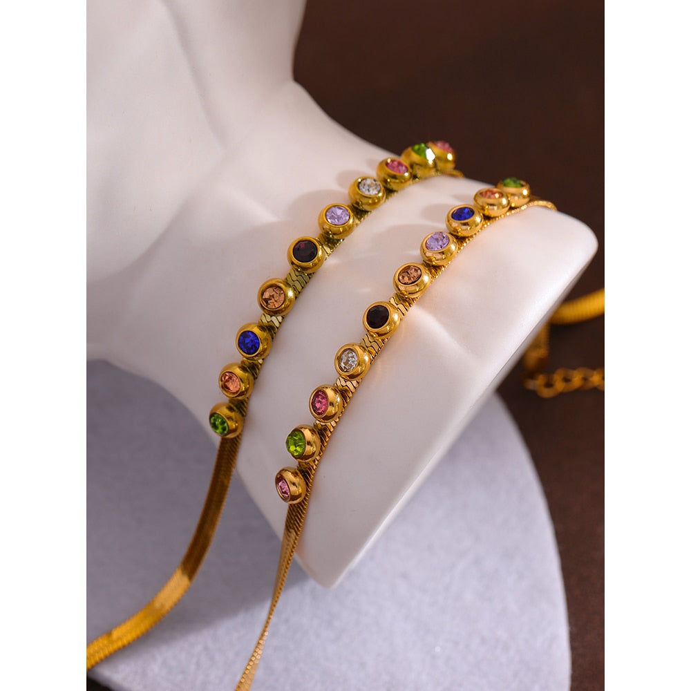 Anti Tarnish Multi Colour Stone Bracelet