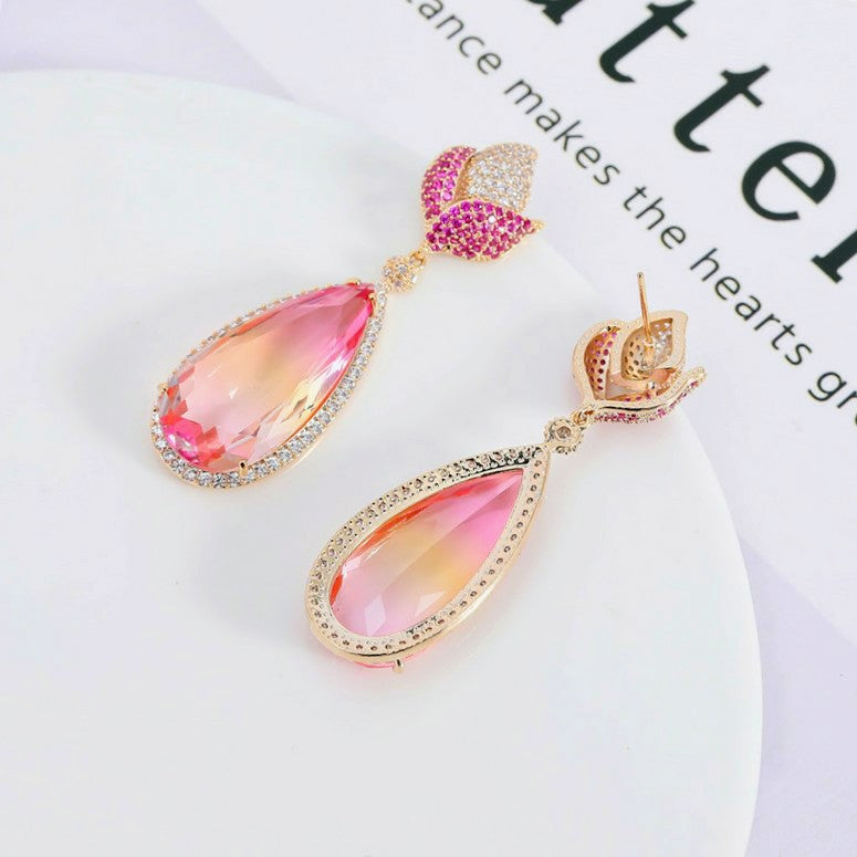 Luxury Pink Water Drop Earring