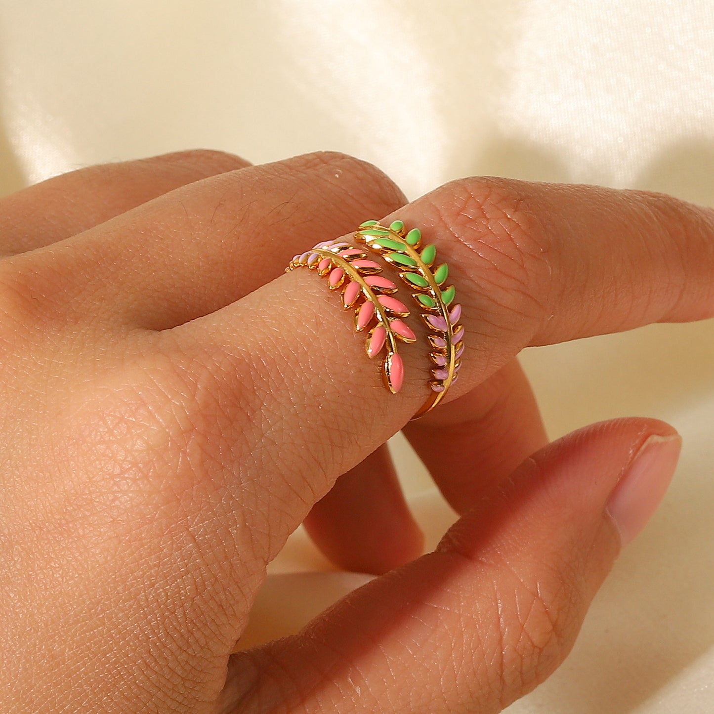 Anti Tarnish Leaf Pattern Ring