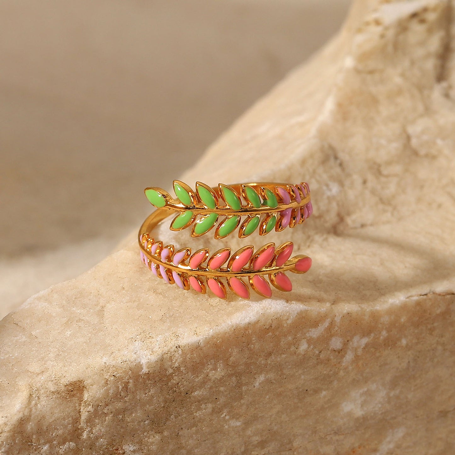 Anti Tarnish Leaf Pattern Ring