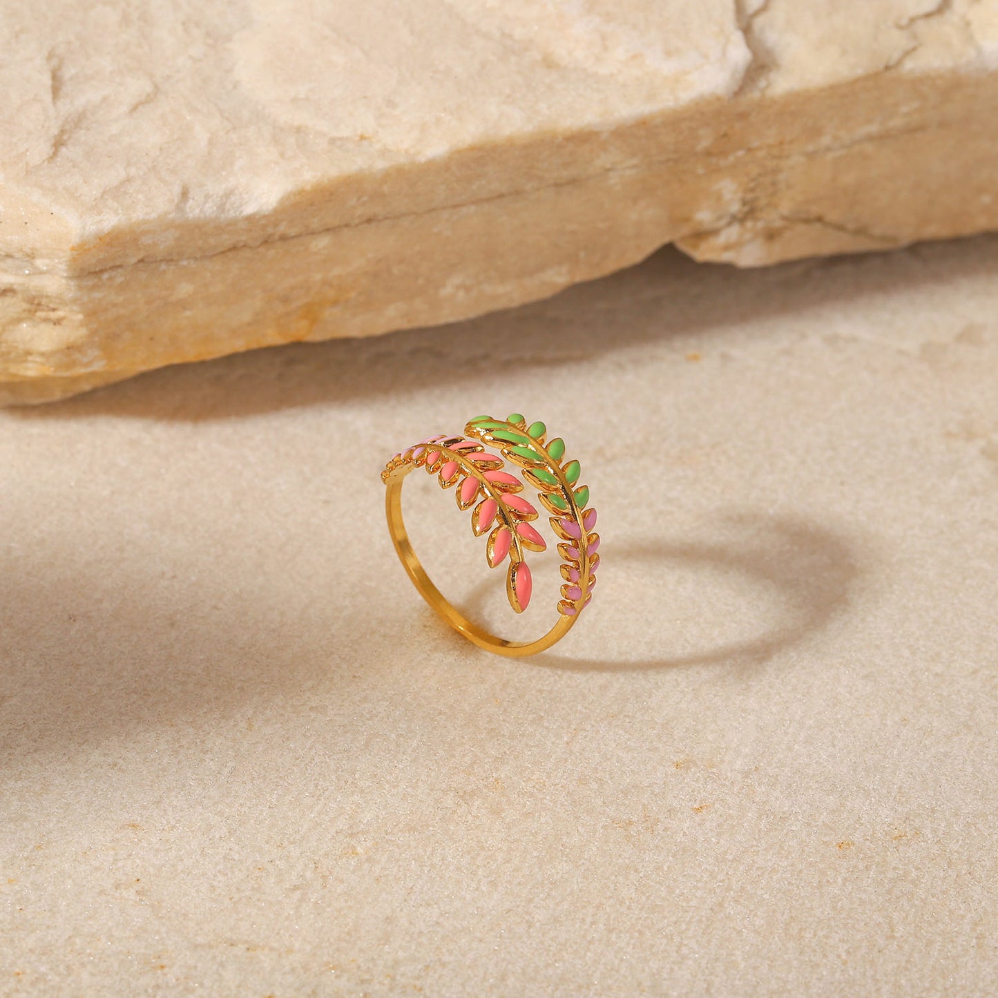 Anti Tarnish Leaf Pattern Ring