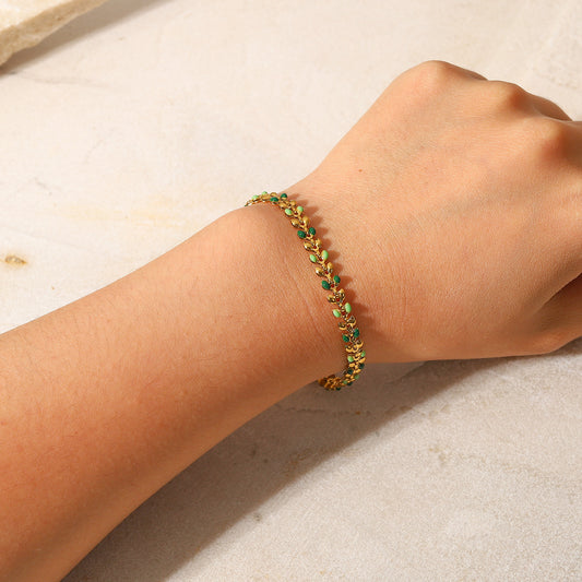 Anti Tarnish Leaf Pattern Bracelet