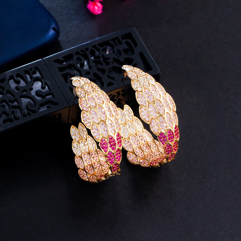 Exquisite Pink Hoop Earring