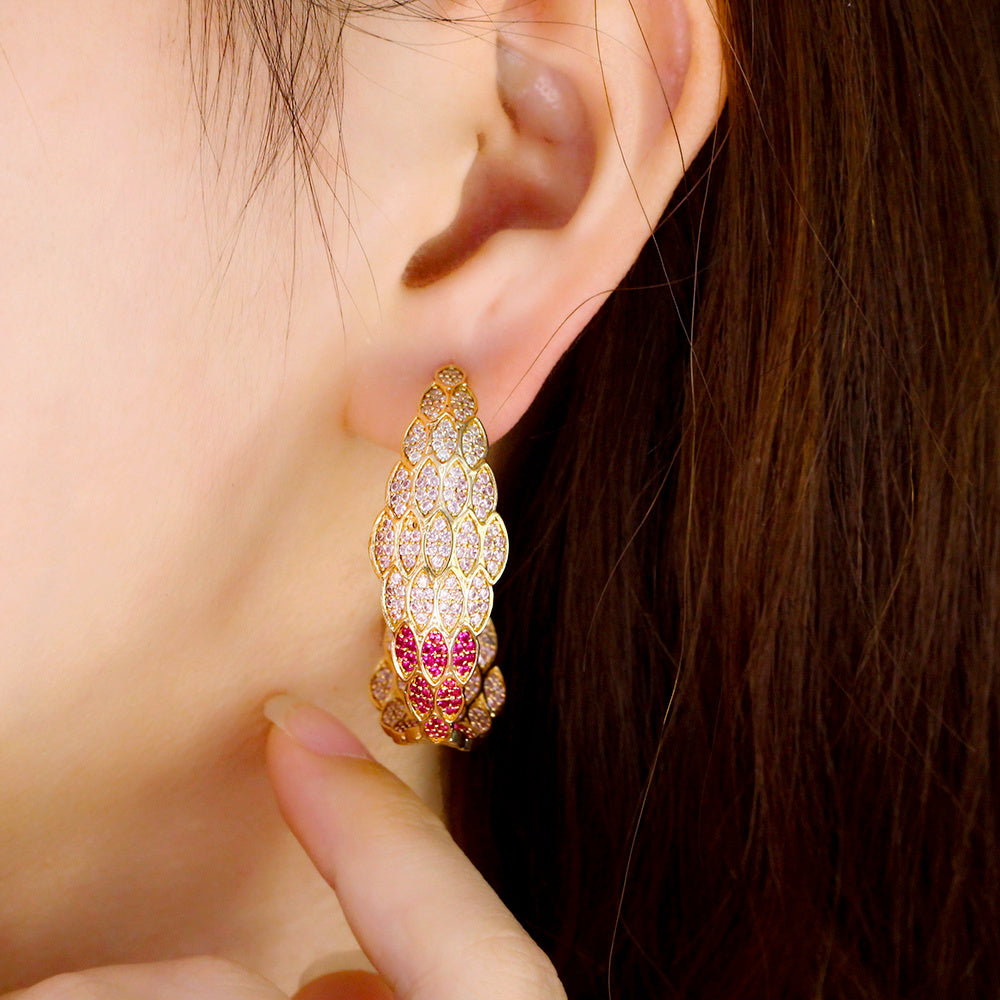 Exquisite Pink Hoop Earring