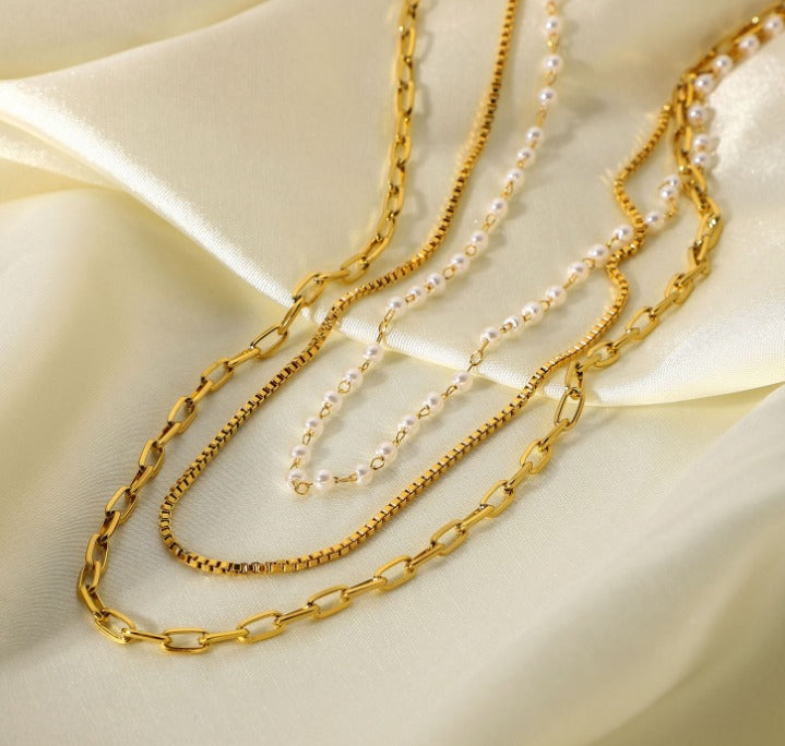 Anti Tarnish Multi Layer Pearl Necklace