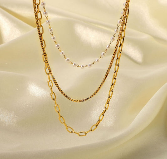 Anti Tarnish Multi Layer Pearl Necklace