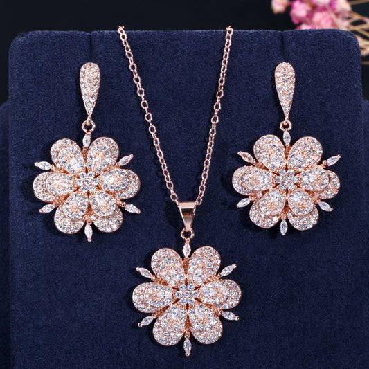 3D Flower Pendant Set