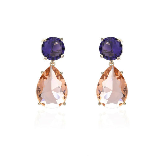 Purple Orange Crystal Earring