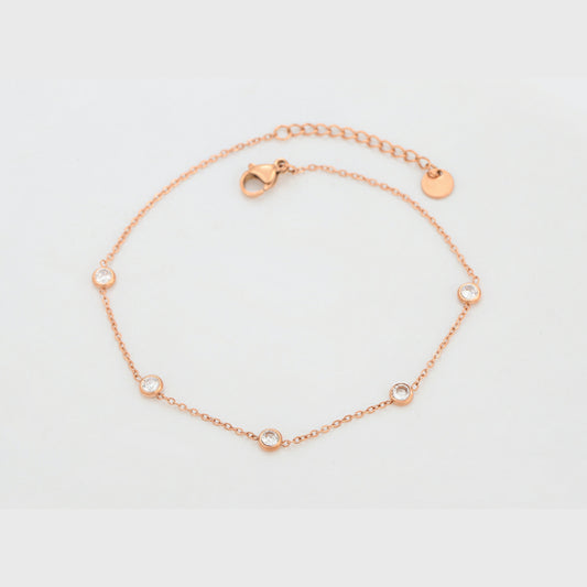 Anti Tarnish White Stone Anklet