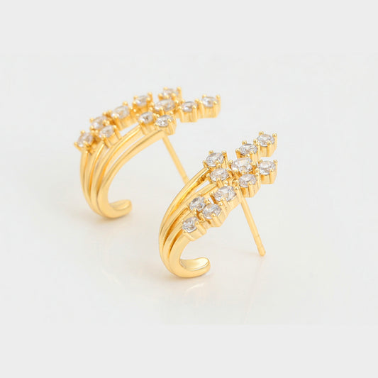 Elegant Gold J Type Earring