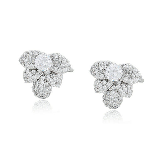 Elegant White Stone Leaf Earring