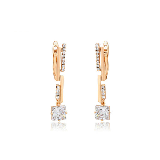 Stylish Gold Earring with Princess cut Stone