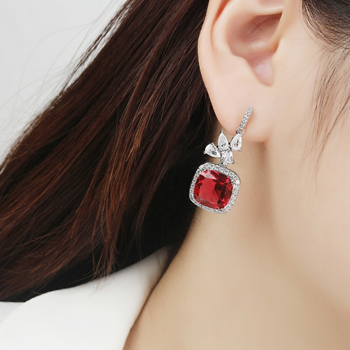 Stunning Ruby Emerald Silver Earring