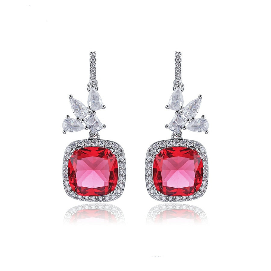 Stunning Ruby Emerald Silver Earring