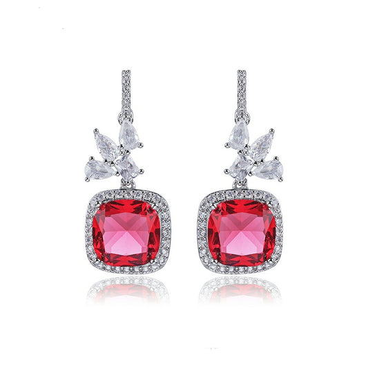 Stunning Ruby Emerald Silver Earring