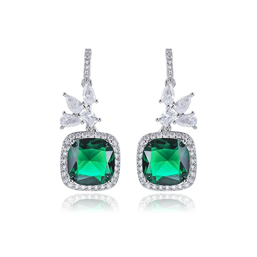 Stunning Ruby Emerald Silver Earring