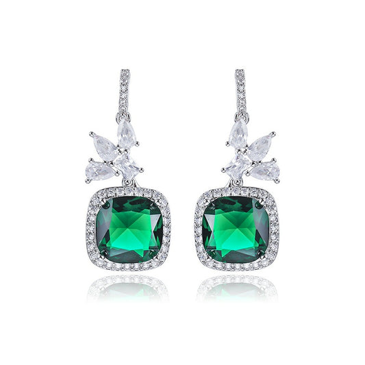 Stunning Ruby Emerald Silver Earring