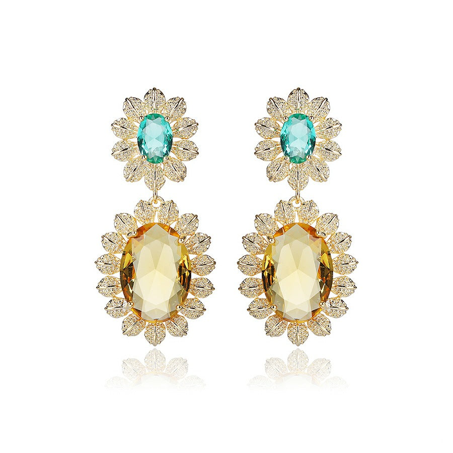 Stunning Yellow Blue Crystal Earring