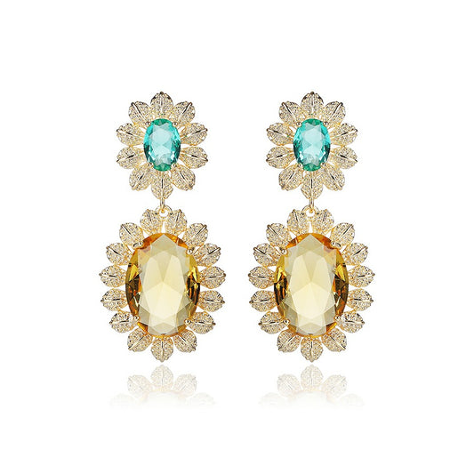 Stunning Yellow Blue Crystal Earring