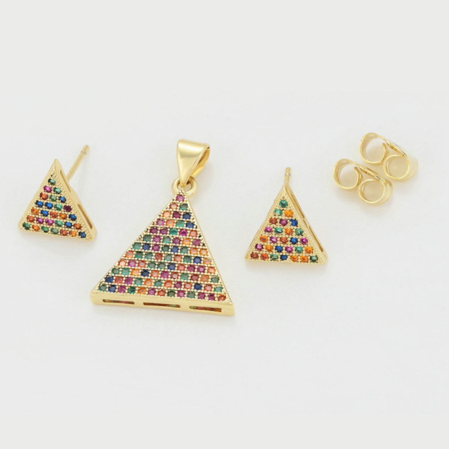 Pretty Multicolour Triangle Pendant Earring Set